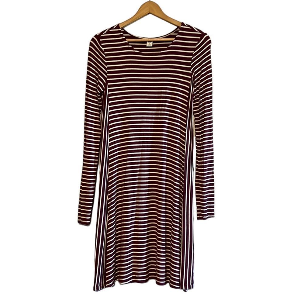 Long Sleeve Dress Woman's Size Small Tall Old Navy Plum Striped Stretch Pullover